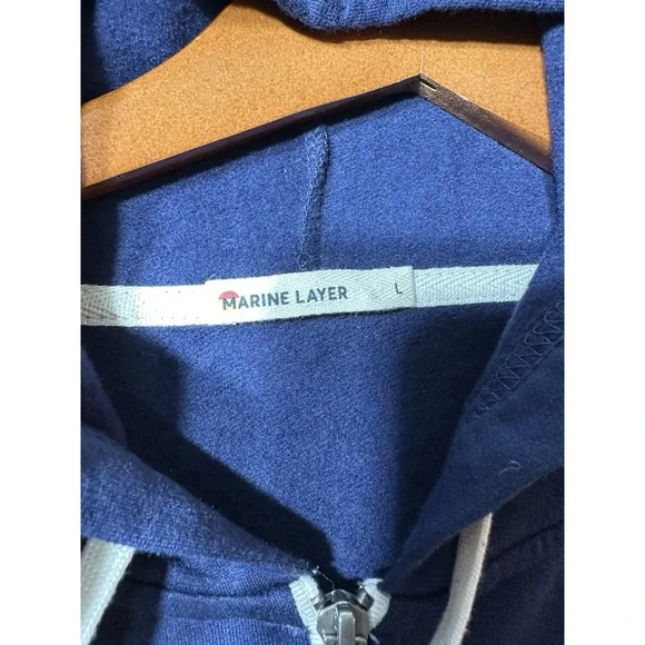 NWOT Marine Layer Afternoon Full Zip Hoodie Mens Large Navy Blue Sweatshirt - Picture 3 of 8